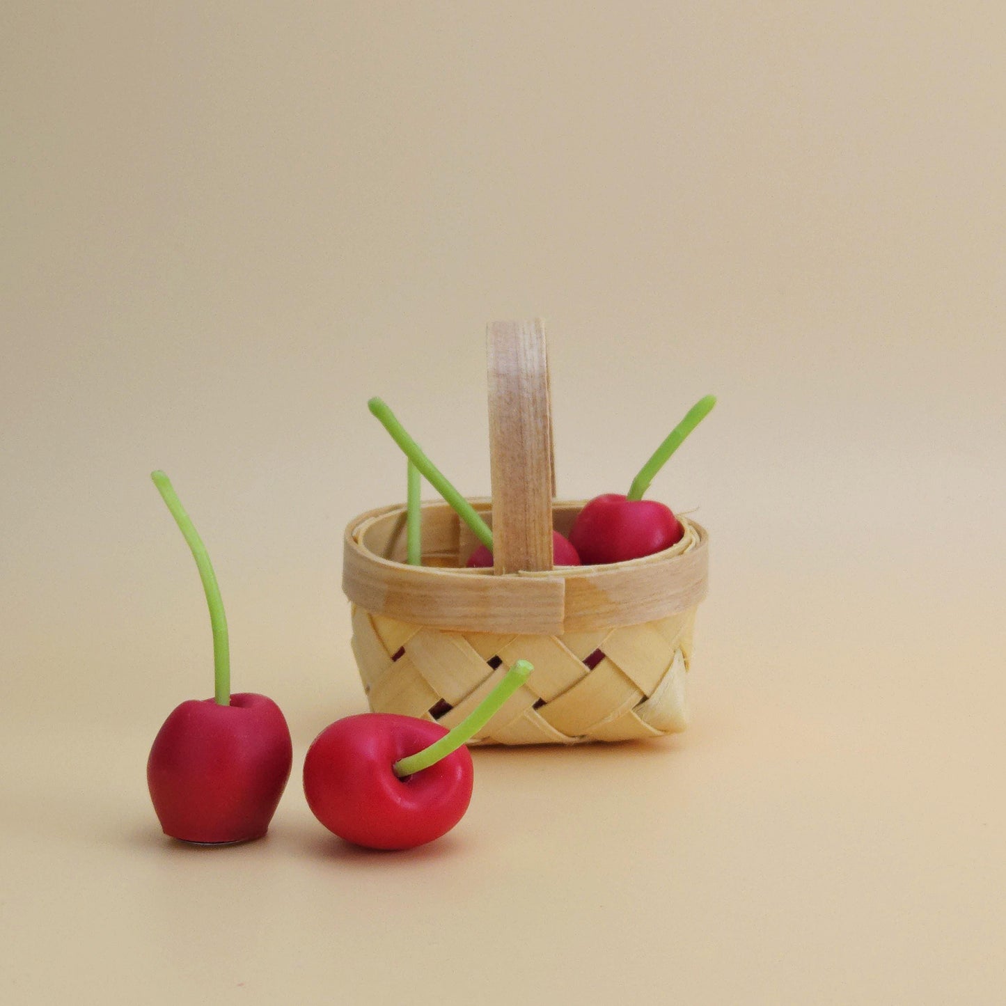 cherry candles, cherry-shaped candles, birthday cake toppers, birthday candles, scented cherry candles, basket of cherry candles, handmade candles, scented soy wax for gifts and decoration, home decor, cherry candle set, gift set, unique candle
