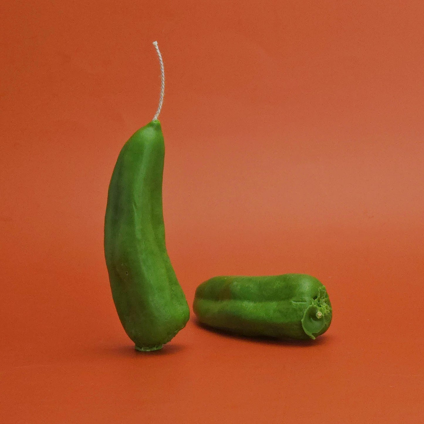 anaheim pepper candle, two green peppers, pillar candle, handmade candle, vegan candle, chili candle, funny candle, pepper shaped candle, food shaped candle, scented candle, pepper candle with wick, soy wax candle, funny gifts, birthday candle gift