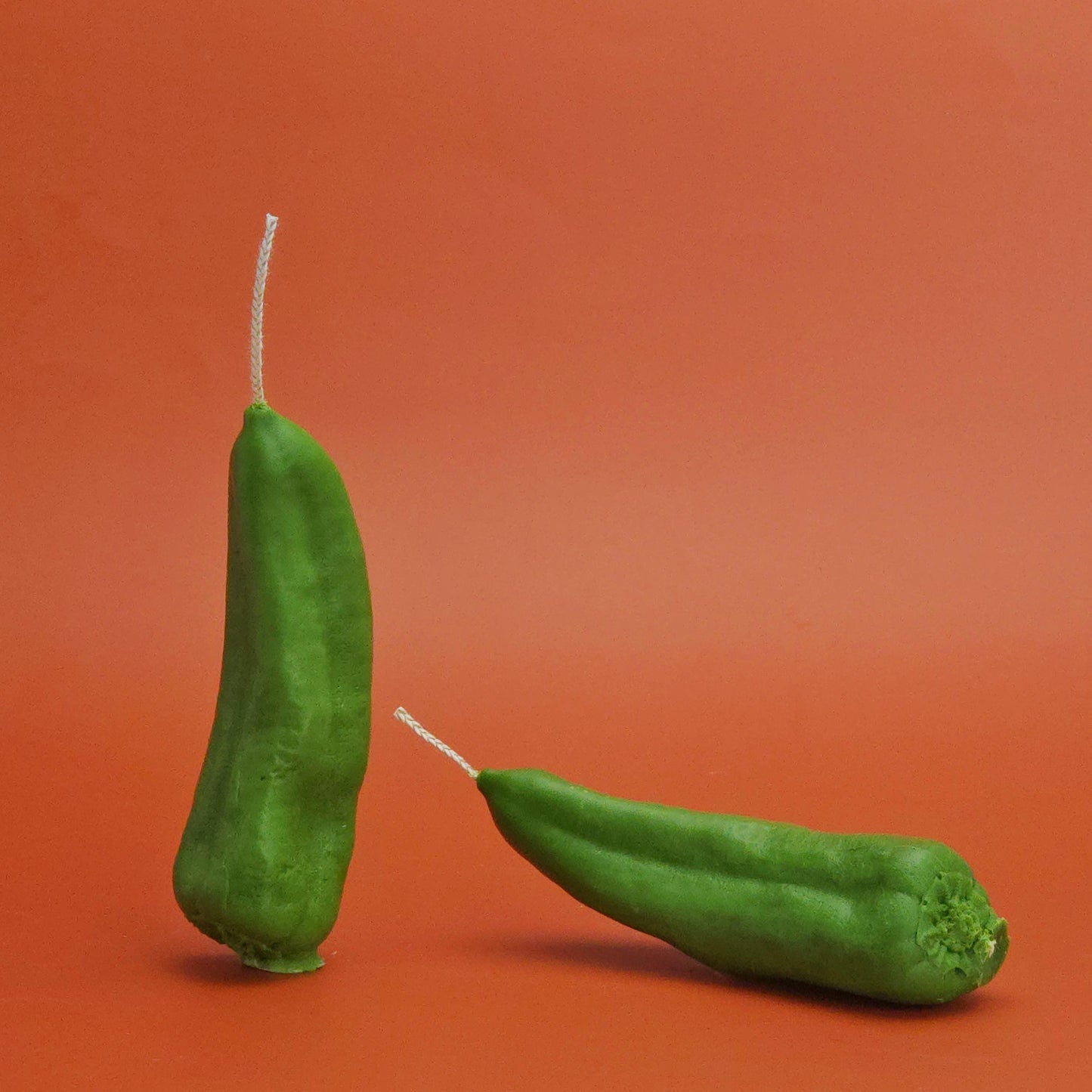 anaheim pepper candle, two green peppers, pillar candle, handmade candle, vegan candle, chili candle, funny candle, pepper shaped candle, food shaped candle, scented candle, pepper candle with wick, soy wax candle, funny gifts, birthday candle gift