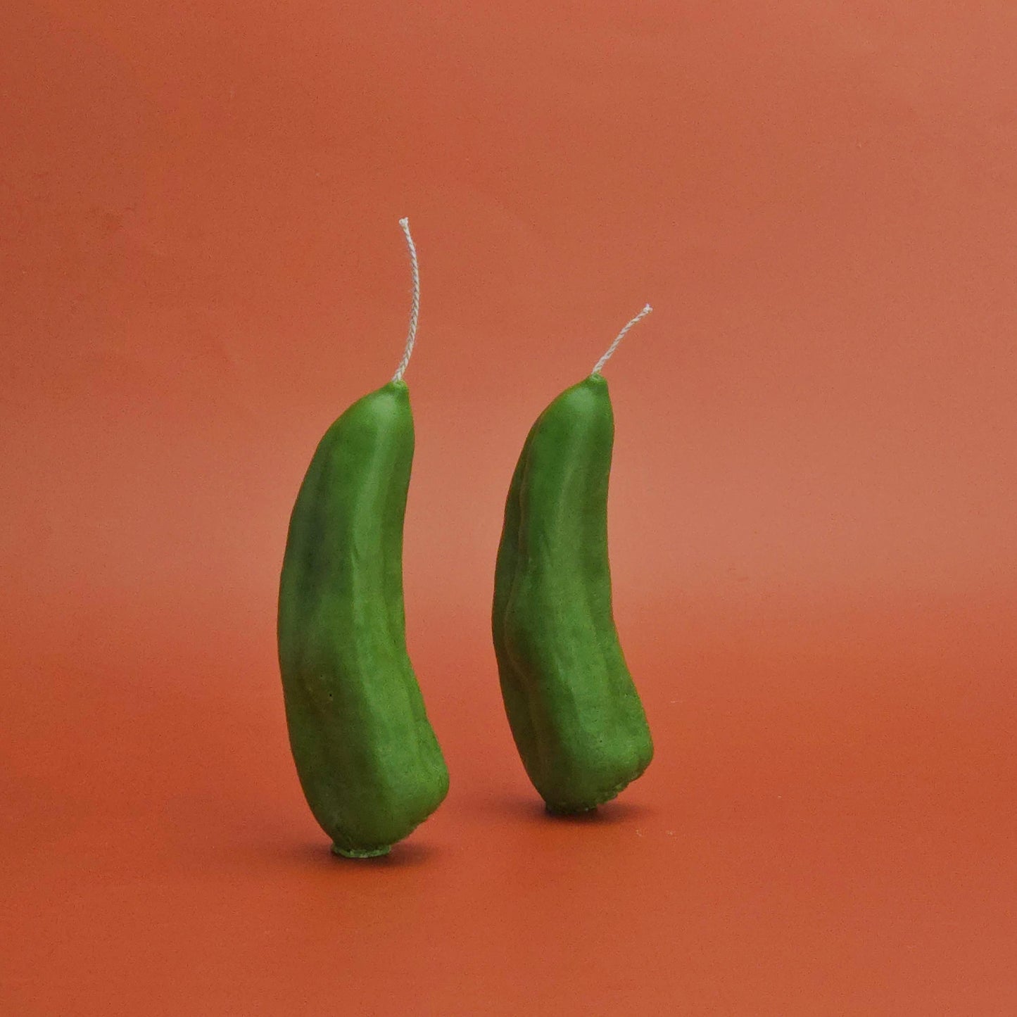 anaheim pepper candle, two green peppers, pillar candle, handmade candle, vegan candle, chili candle, funny candle, pepper shaped candle, food shaped candle, scented candle, pepper candle with wick, soy wax candle, funny gifts, birthday candle gift
