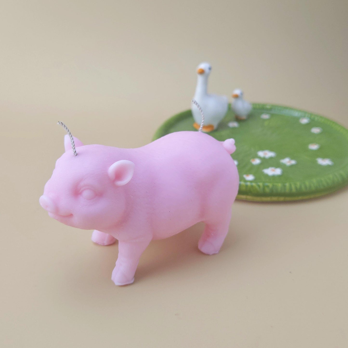 Handmade Pink Pig Soy Candle: Lucky Piggy Gift