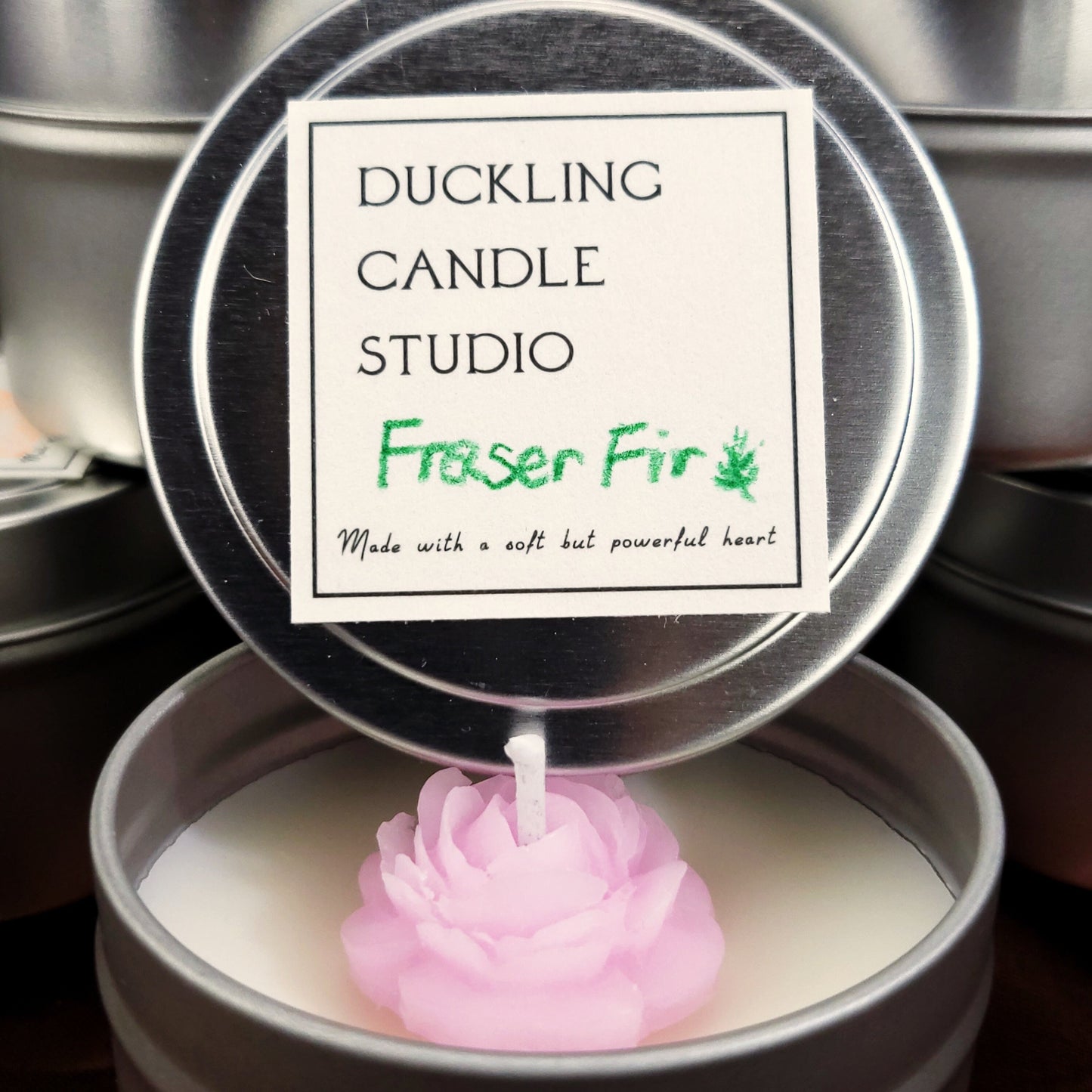 6oz Tin Candle with Flora detor|Soy and Bee Wax all nature | Hand pour