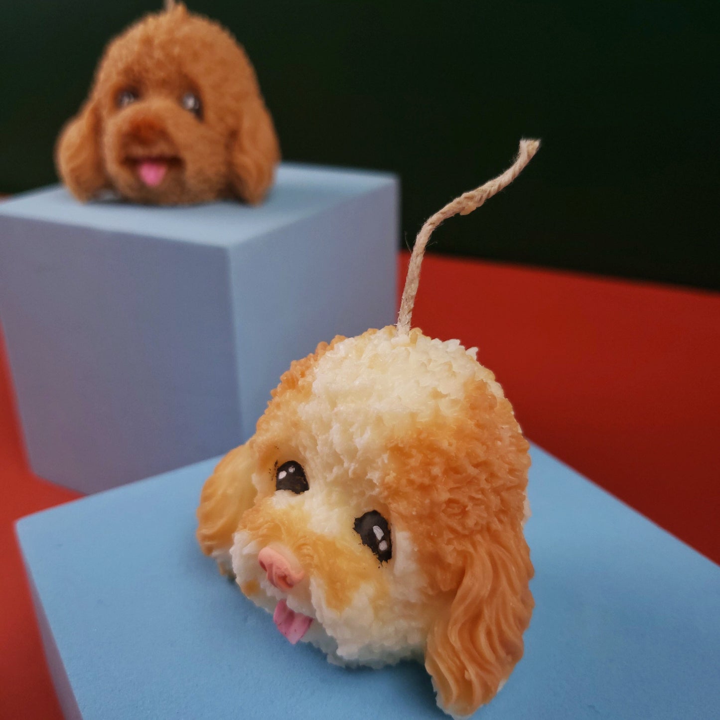 Poodle dog candle|puppy candle|scent pillar candle|dog head candle|pet candle|gift for dog lover