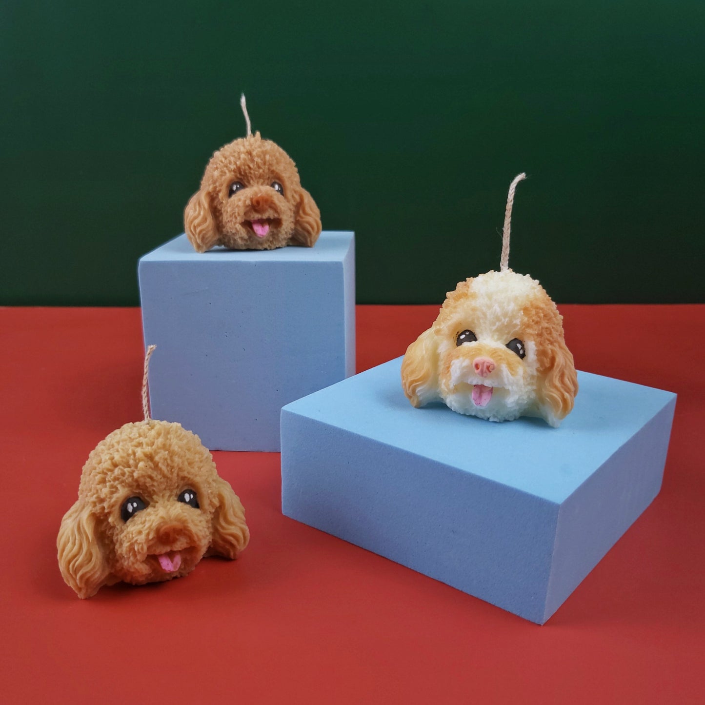 Poodle dog candle|puppy candle|scent pillar candle|dog head candle|pet candle|gift for dog lover