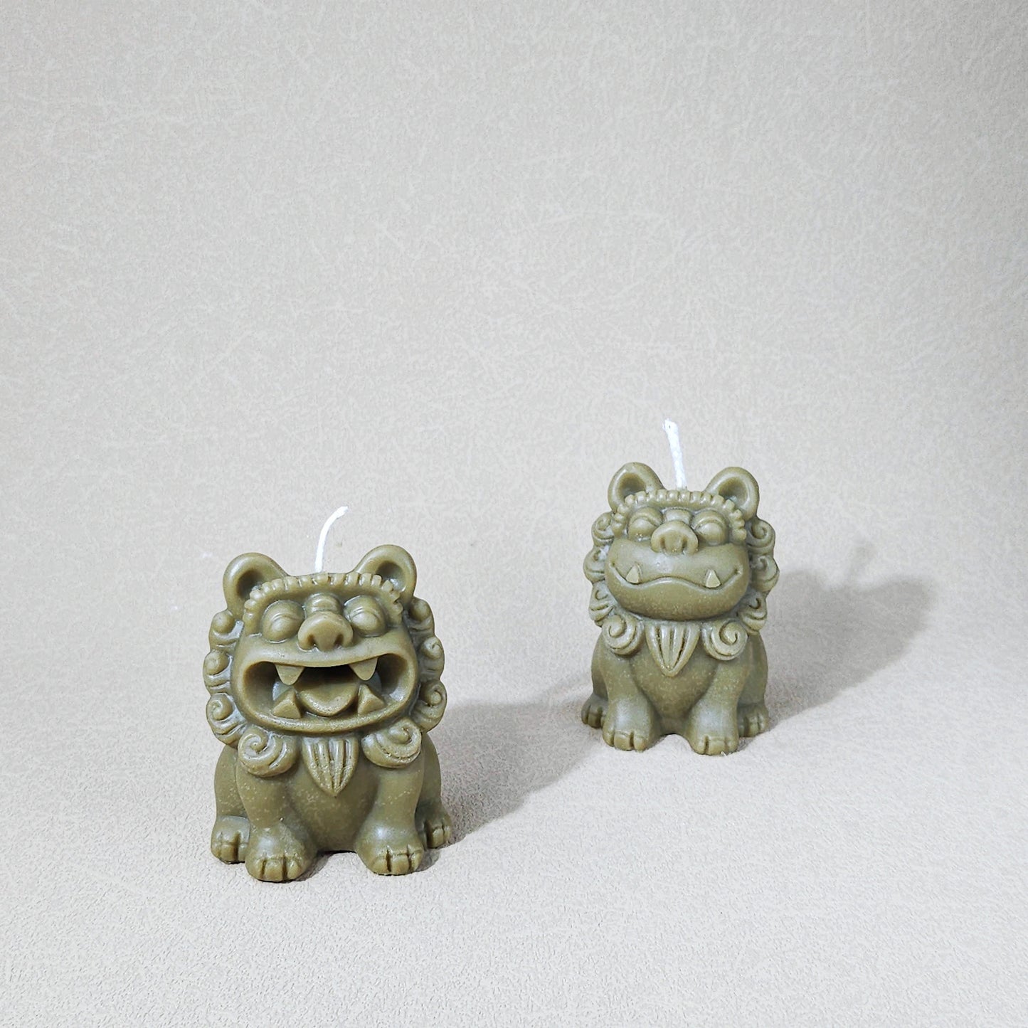 A pair of Cute Lion Guardian of house|Cute stone-like candle| house warming gifts| Chinese style Gifts|New Year Gifts|Protective candle