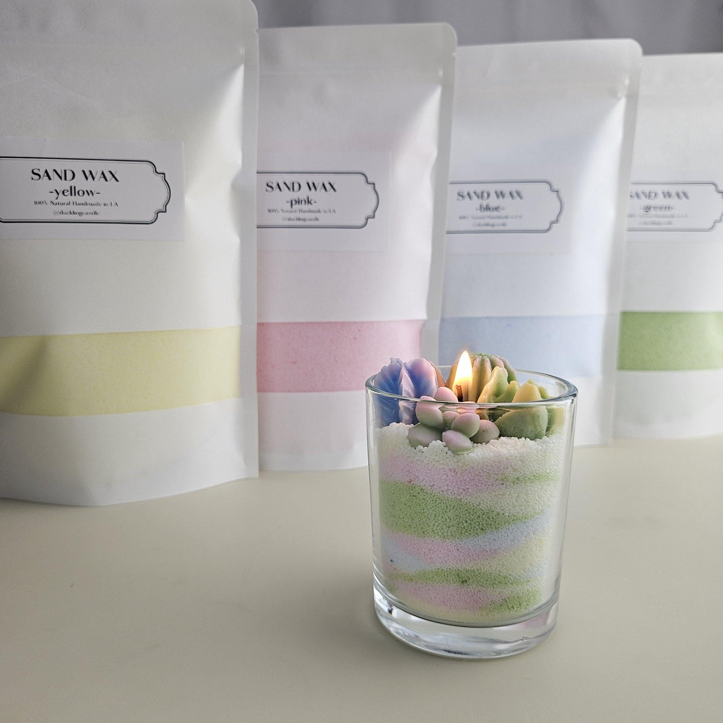 Sand Wax DIY Candle Kit| Scented Sand Wax|Colored Pastel Sand Wax|Eco-Friendly Scented Candle Making Kit| 100 %Natural Wax 18oz with 5Wicks