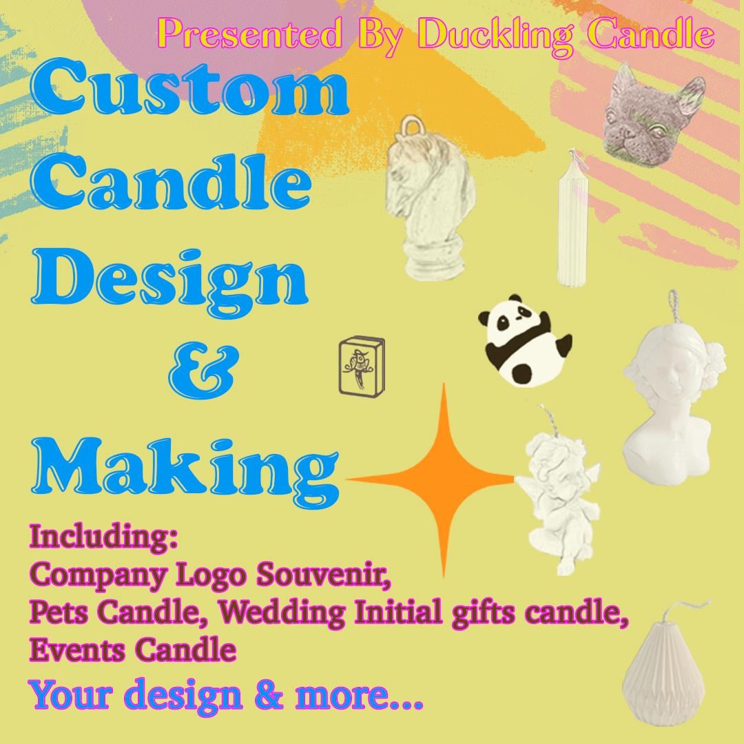 Custom Candle Design and Making - Personalized 3D Printed Candles, Pet Sculptures, Wedding Favors Logo Souvenirs Full-Service Mold Candle