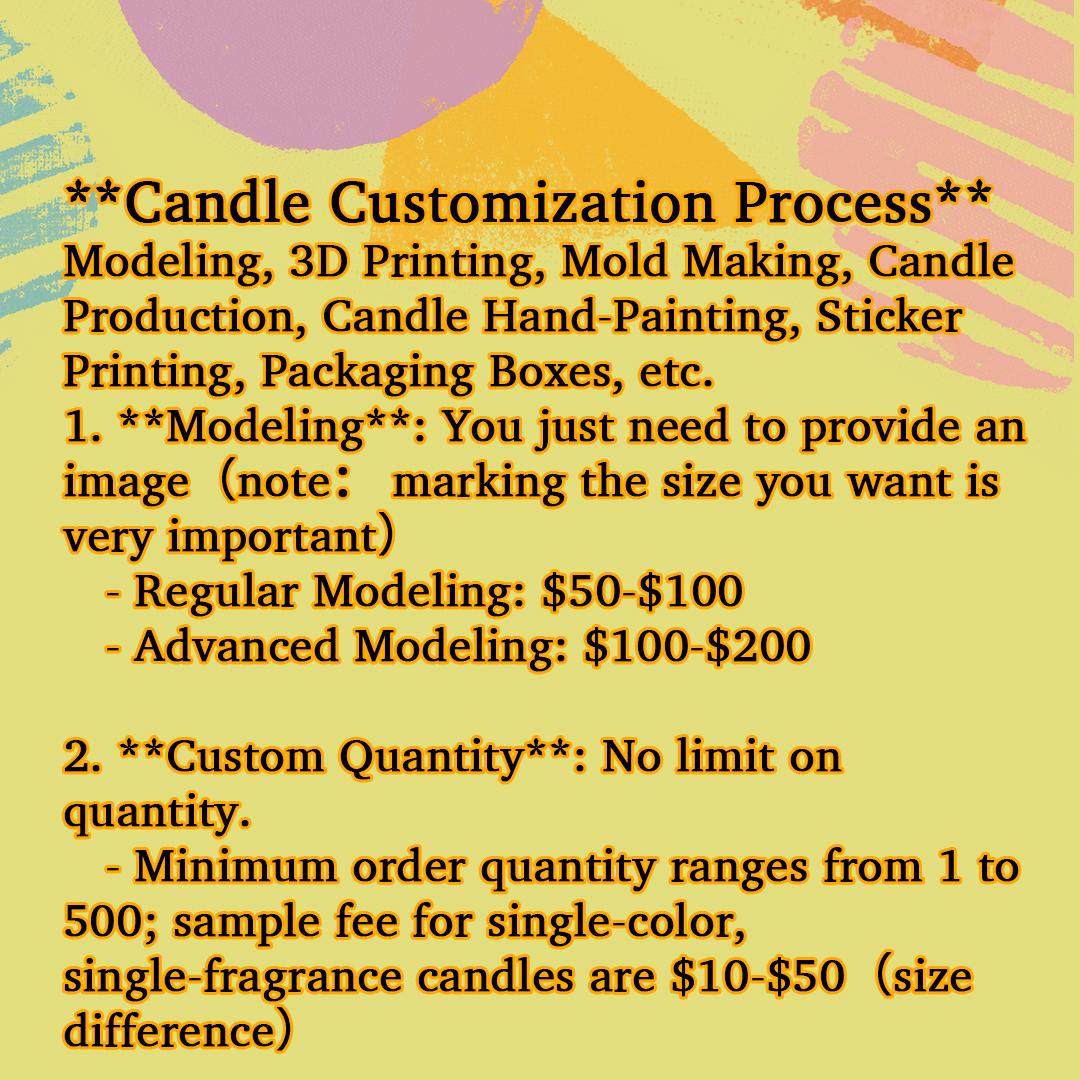 Custom Candle Design and Making - Personalized 3D Printed Candles, Pet Sculptures, Wedding Favors Logo Souvenirs Full-Service Mold Candle