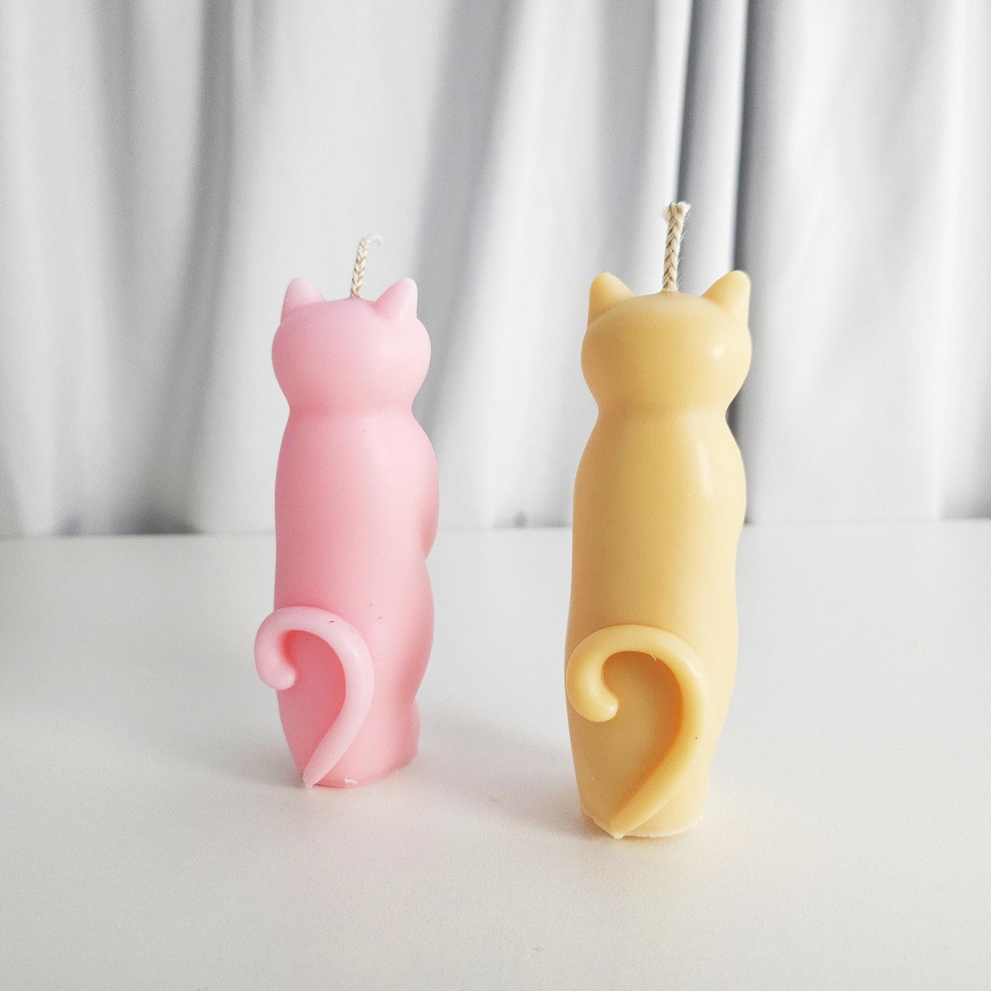 cat candle, pet lover gift, cute gift, cute candle, funny gift, pillar candle, cat lover gift, pastel candle, personalized candle, colorful candle, home decor, standing cat, match cat, scented candle, gift for her, US crafted, handmade gift, soy wax