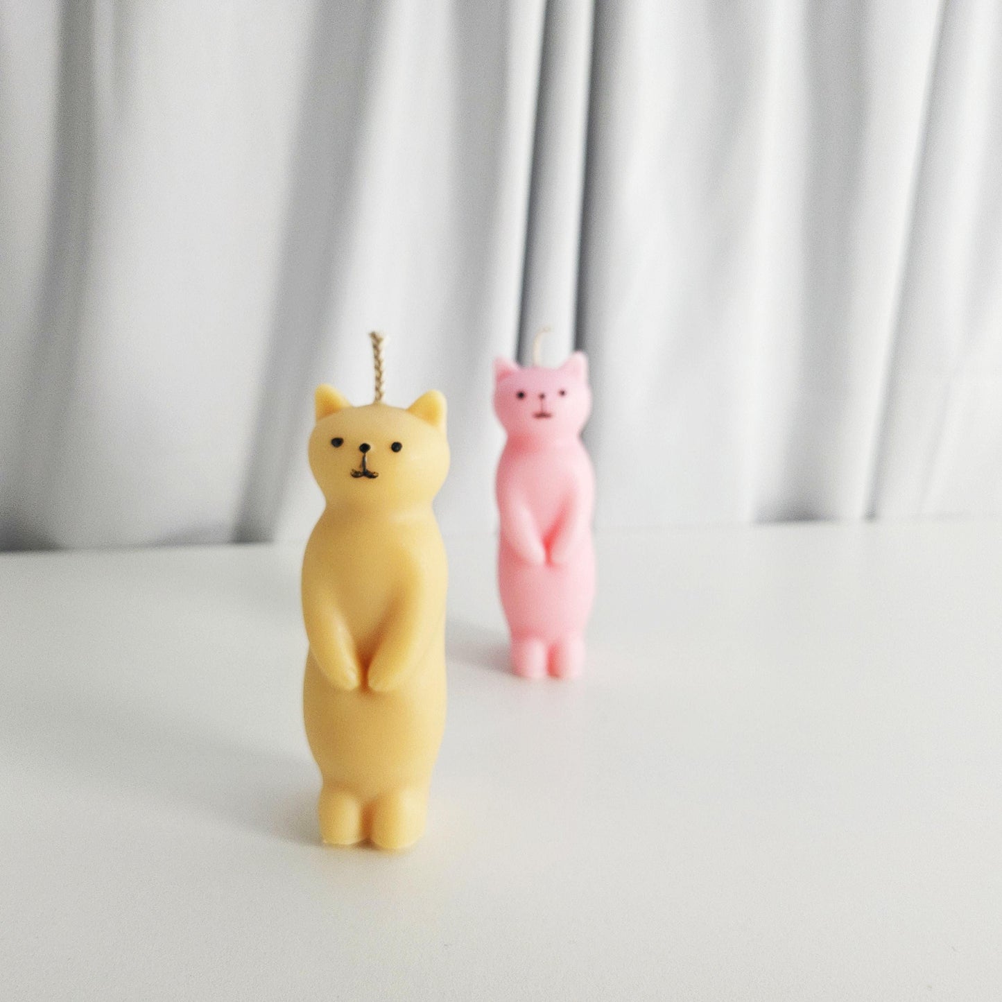 cat candle, pet lover gift, cute gift, cute candle, funny gift, pillar candle, cat lover gift, pastel candle, personalized candle, colorful candle, home decor, standing cat, match cat, scented candle, gift for her, US crafted, handmade gift, soy wax