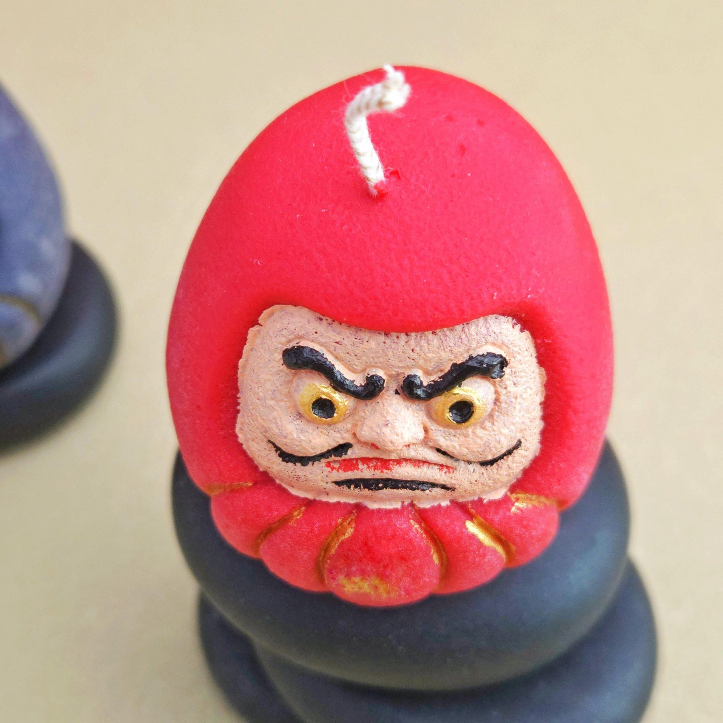 daruma doll, daruma candle, handmade candle, soy wax candle, pillar wax, good fortune candles, unique candle, lucky charm gifts, scented candle, cute candle, Japanese-style home decor, home decor, positive energy candles, inspirational gift ideals