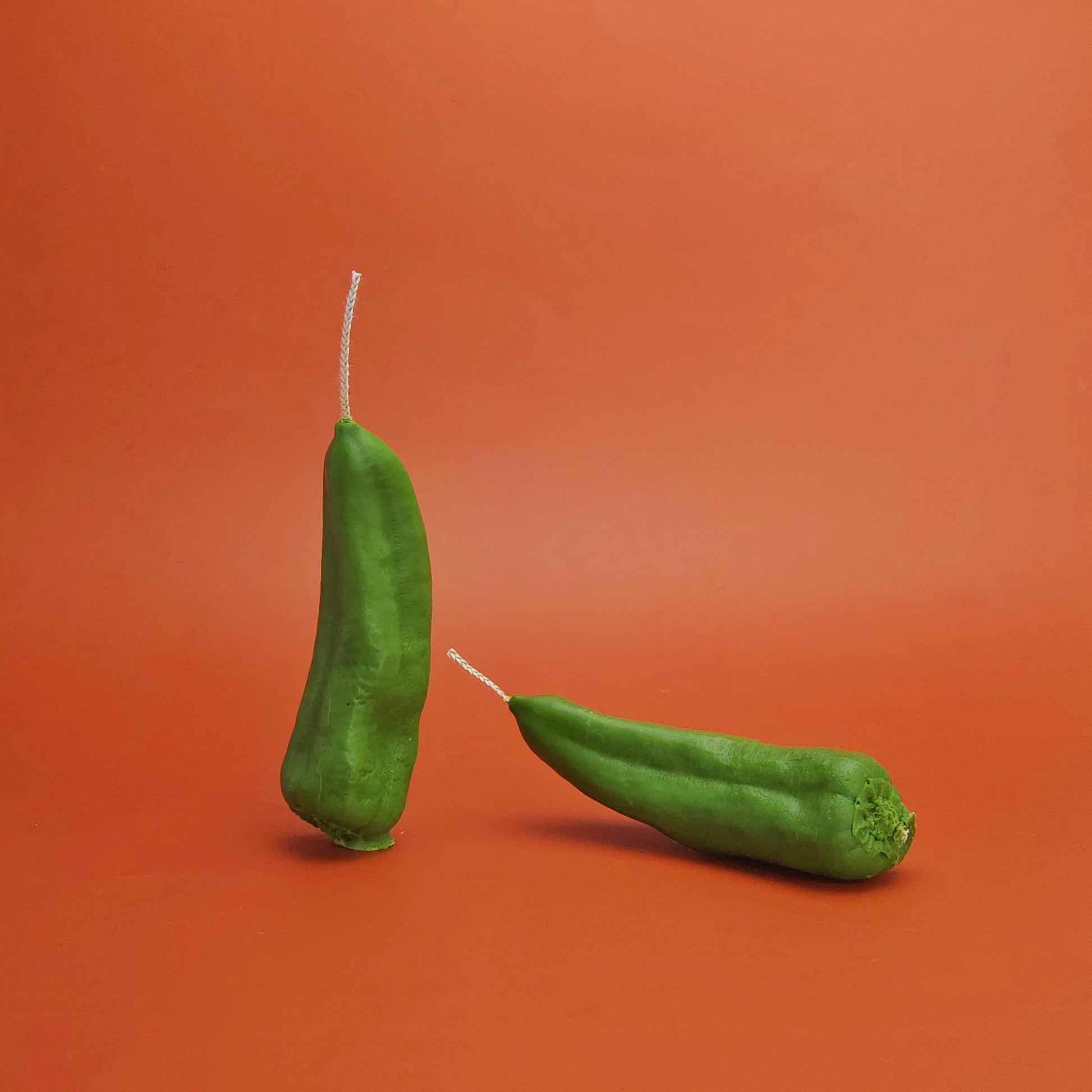 naheim pepper candle, two green peppers, pillar candle, handmade candle, vegan candle, chili candle, funny candle, pepper shaped candle, food shaped candle, scented candle, pepper candle with wick, soy wax candle, funny gifts, birthday candle gift