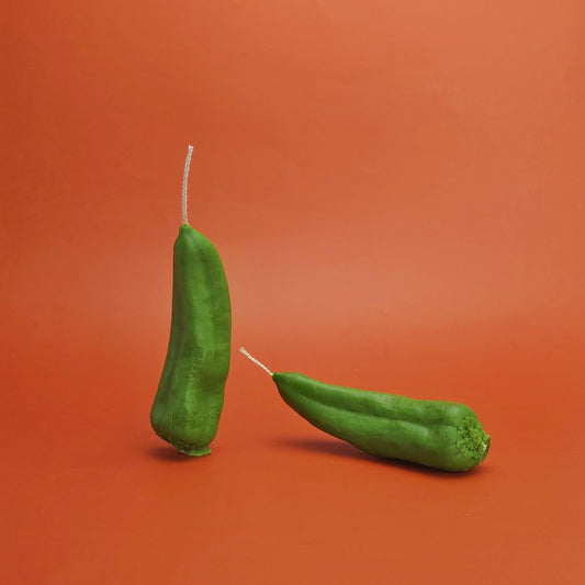 naheim pepper candle, two green peppers, pillar candle, handmade candle, vegan candle, chili candle, funny candle, pepper shaped candle, food shaped candle, scented candle, pepper candle with wick, soy wax candle, funny gifts, birthday candle gift