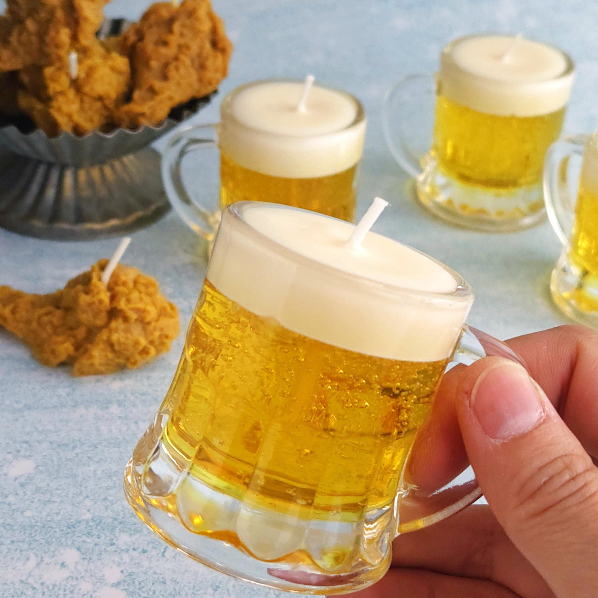 Scented Beer Candle in Shot Glass｜Realistic Gel Wax Beer Mug Candle｜Reusable Glass Candle | Funny Gift for Him | Party Favor | Bar Decor