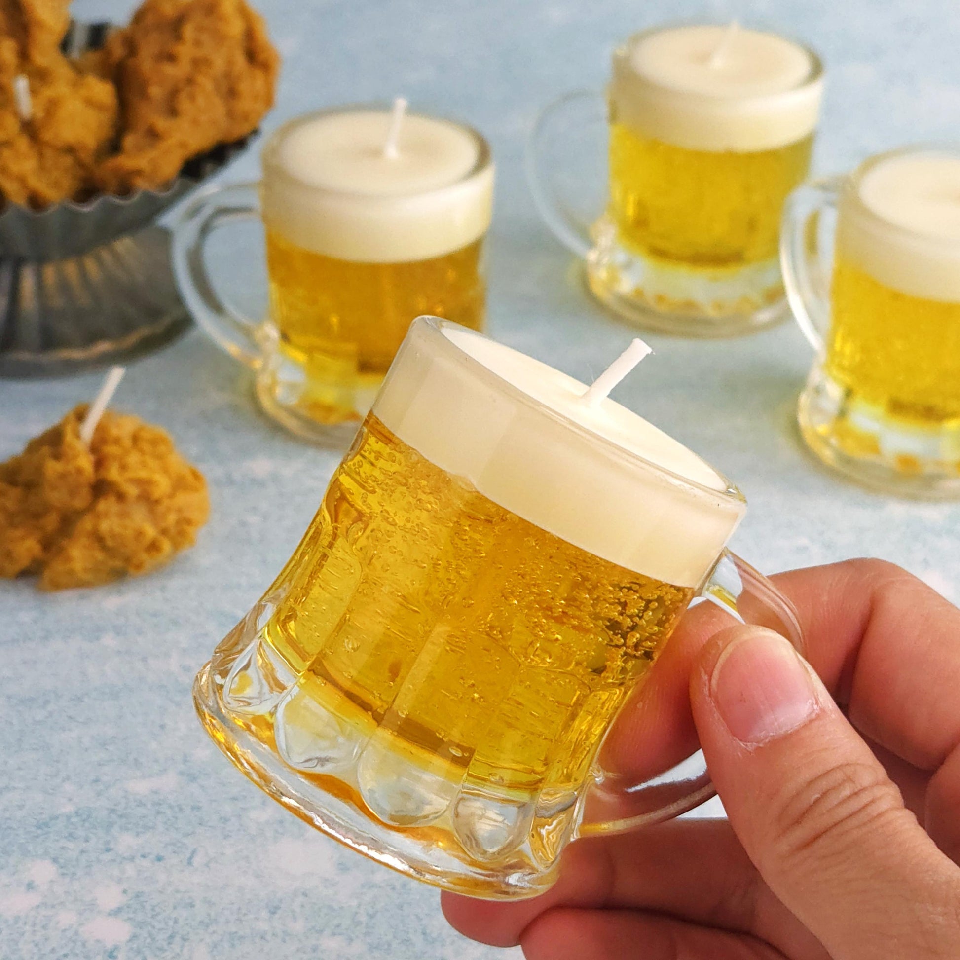 Scented Beer Candle in Shot Glass｜Realistic Gel Wax Beer Mug Candle｜Reusable Glass Candle | Funny Gift for Him | Party Favor | Bar Decor