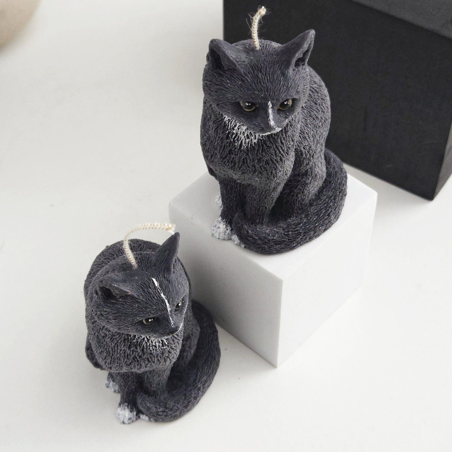 Black Cat Candle | Handmade Animal Wax Figurine, Cat Lover Gift