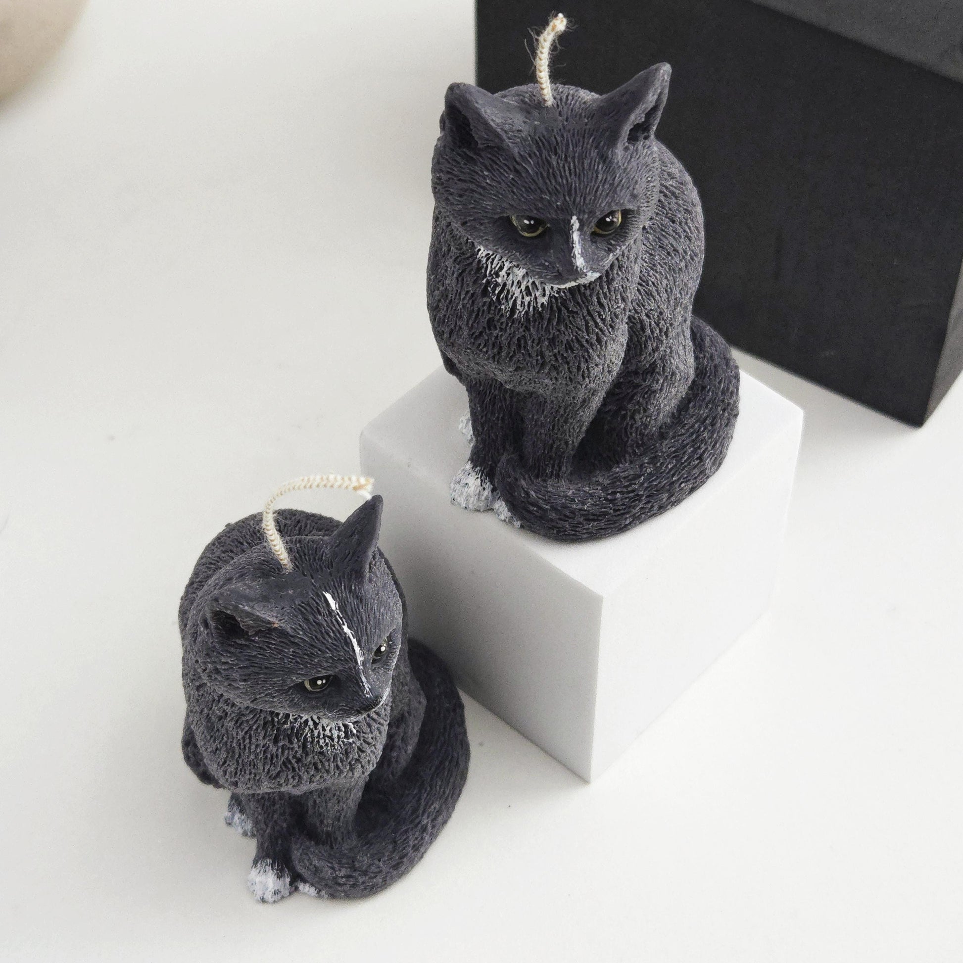 Black Cat Candle | Handmade Animal Wax Figurine, Cat Lover Gift