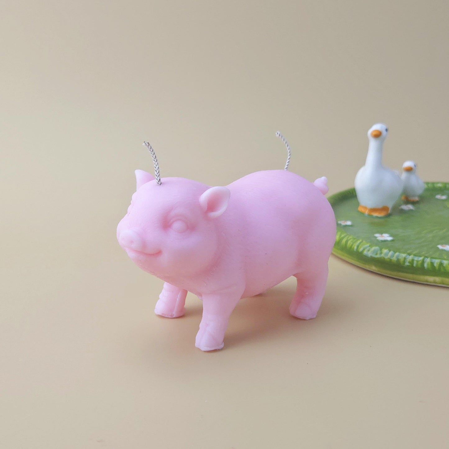 Handmade Pink Pig Soy Candle: Lucky Piggy Gift