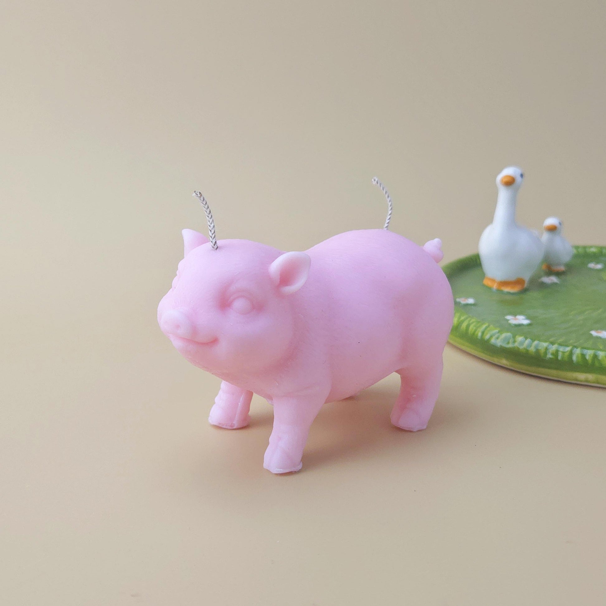 Handmade Pink Pig Soy Candle: Lucky Piggy Gift
