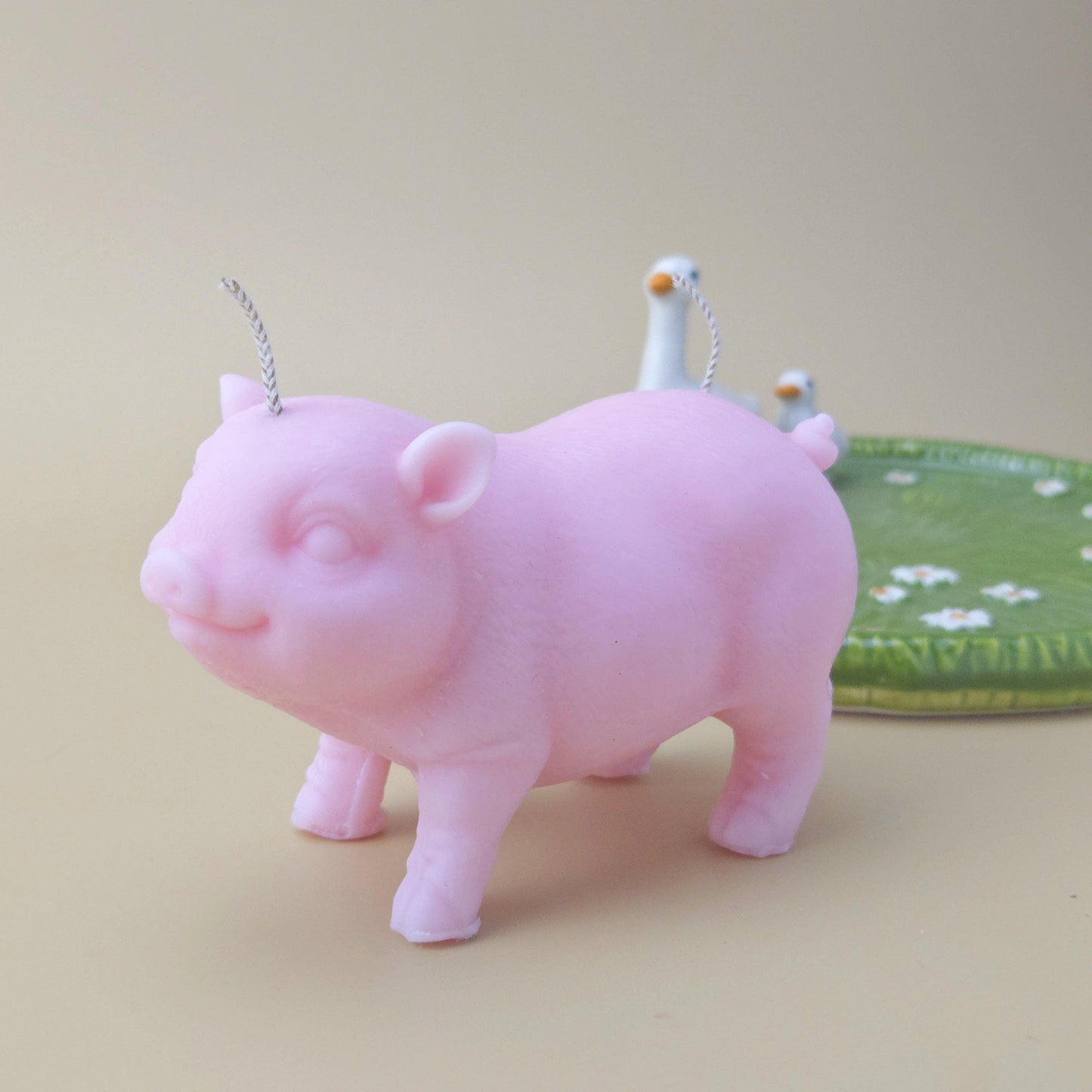 Handmade Pink Pig Soy Candle: Lucky Piggy Gift