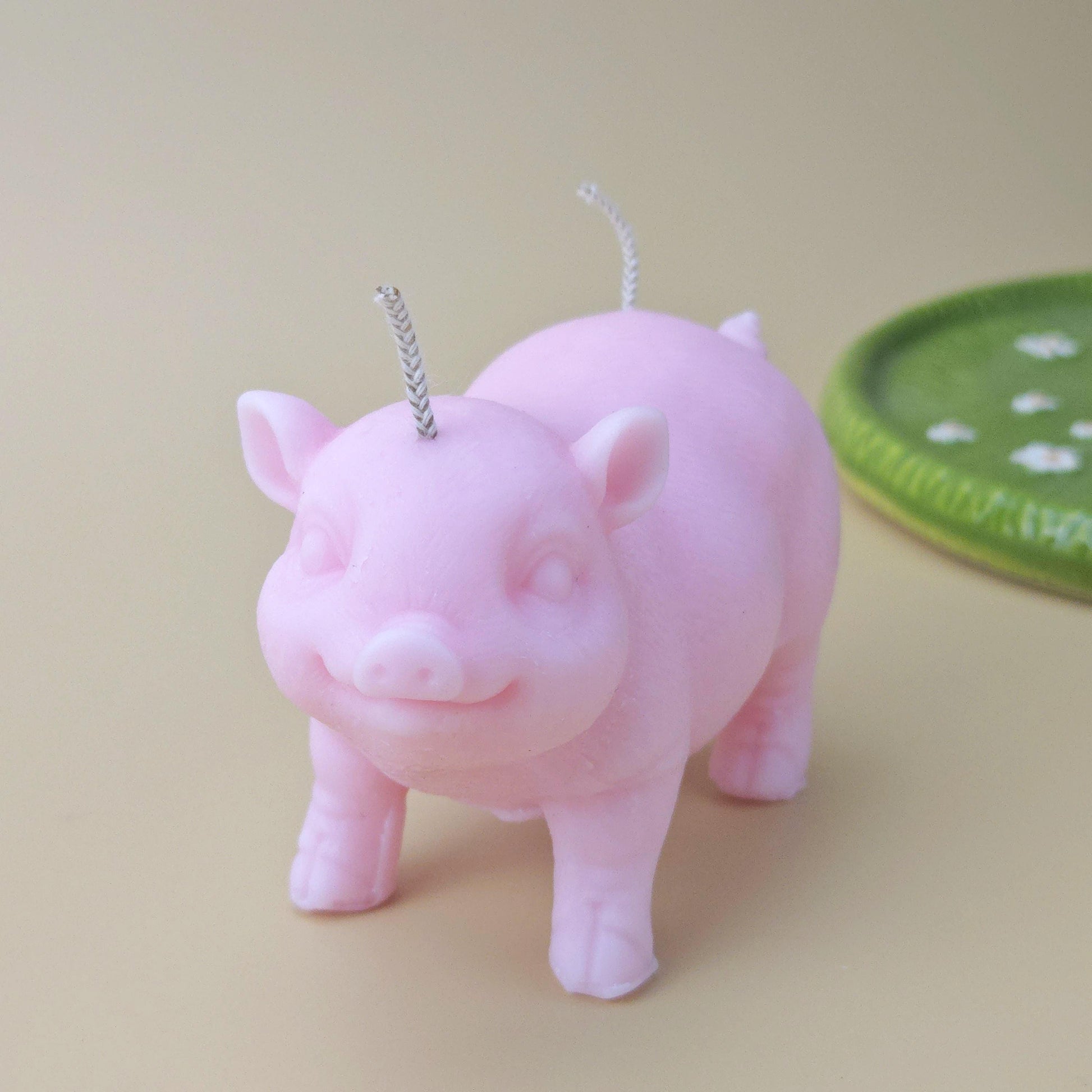 Handmade Pink Pig Soy Candle: Lucky Piggy Gift