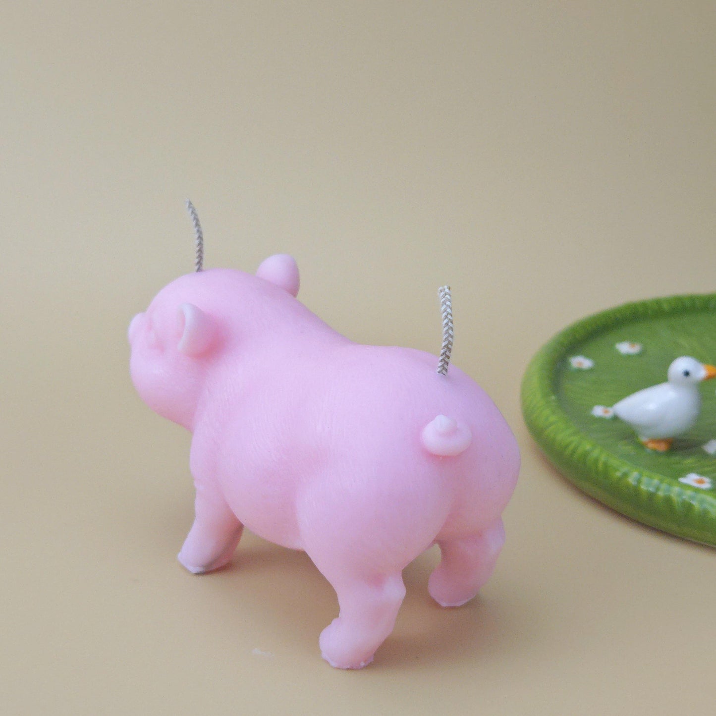Handmade Pink Pig Soy Candle: Lucky Piggy Gift
