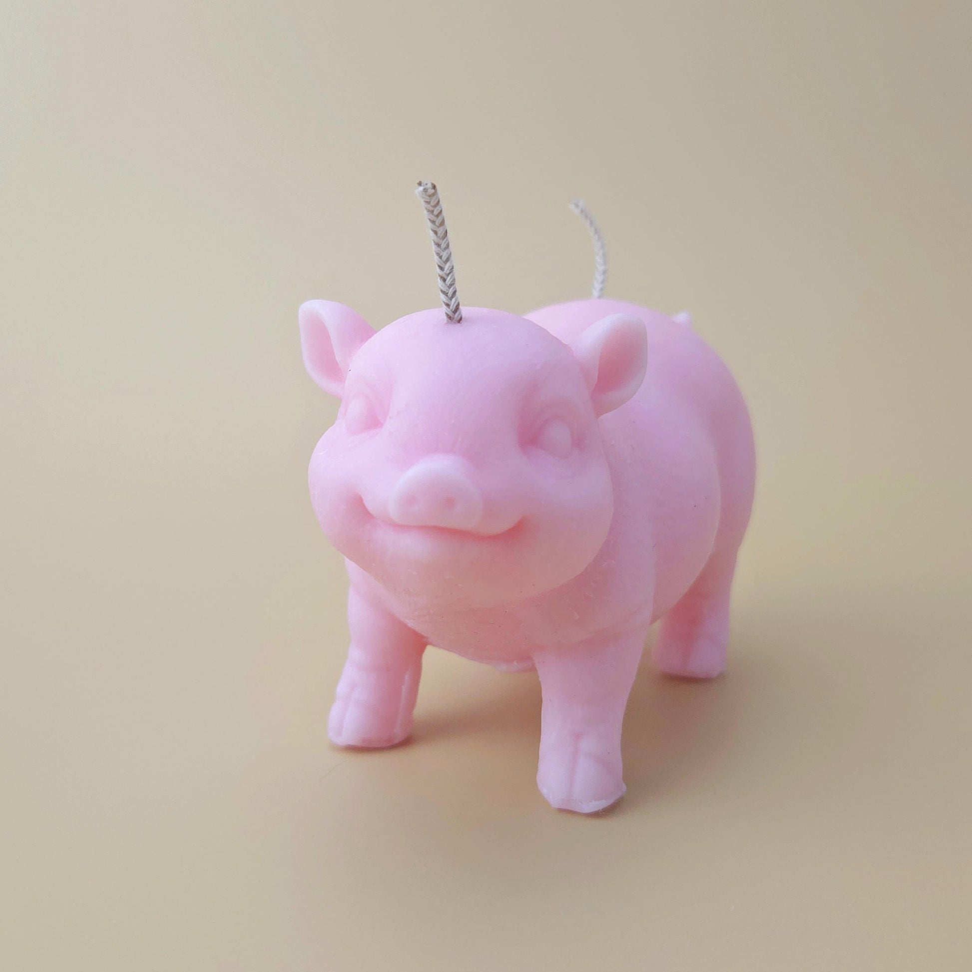 Handmade Pink Pig Soy Candle: Lucky Piggy Gift