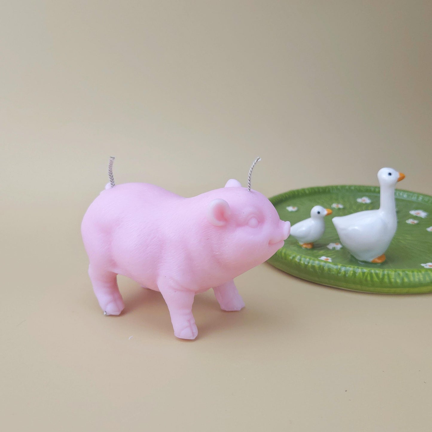 Handmade Pink Pig Soy Candle: Lucky Piggy Gift