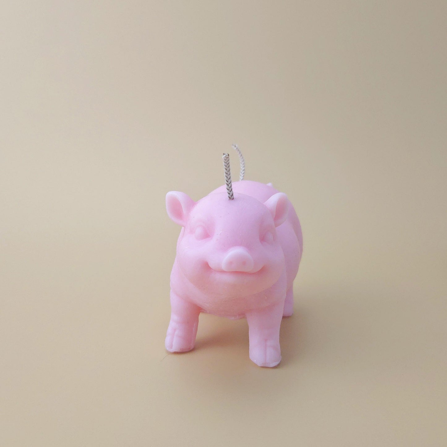 Handmade Pink Pig Soy Candle: Lucky Piggy Gift