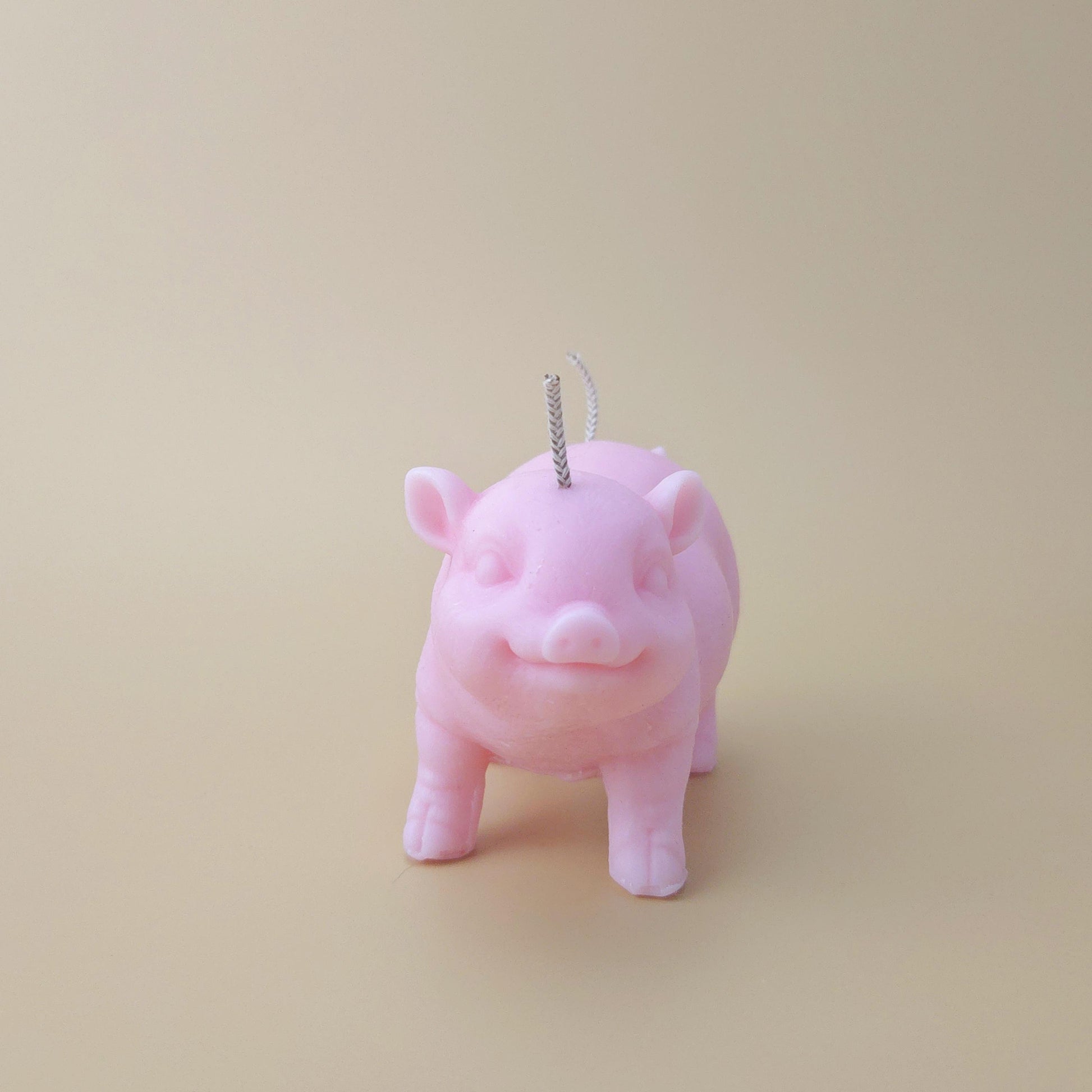 Handmade Pink Pig Soy Candle: Lucky Piggy Gift