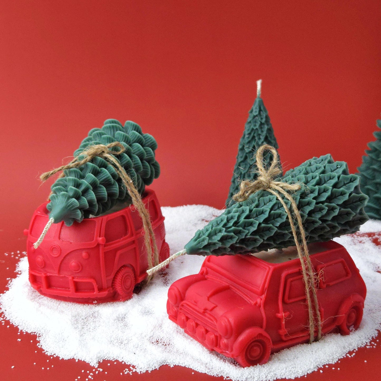 Vintage Car Christmas Tree Candle Set | Detachable Soy Wax Holiday Decor