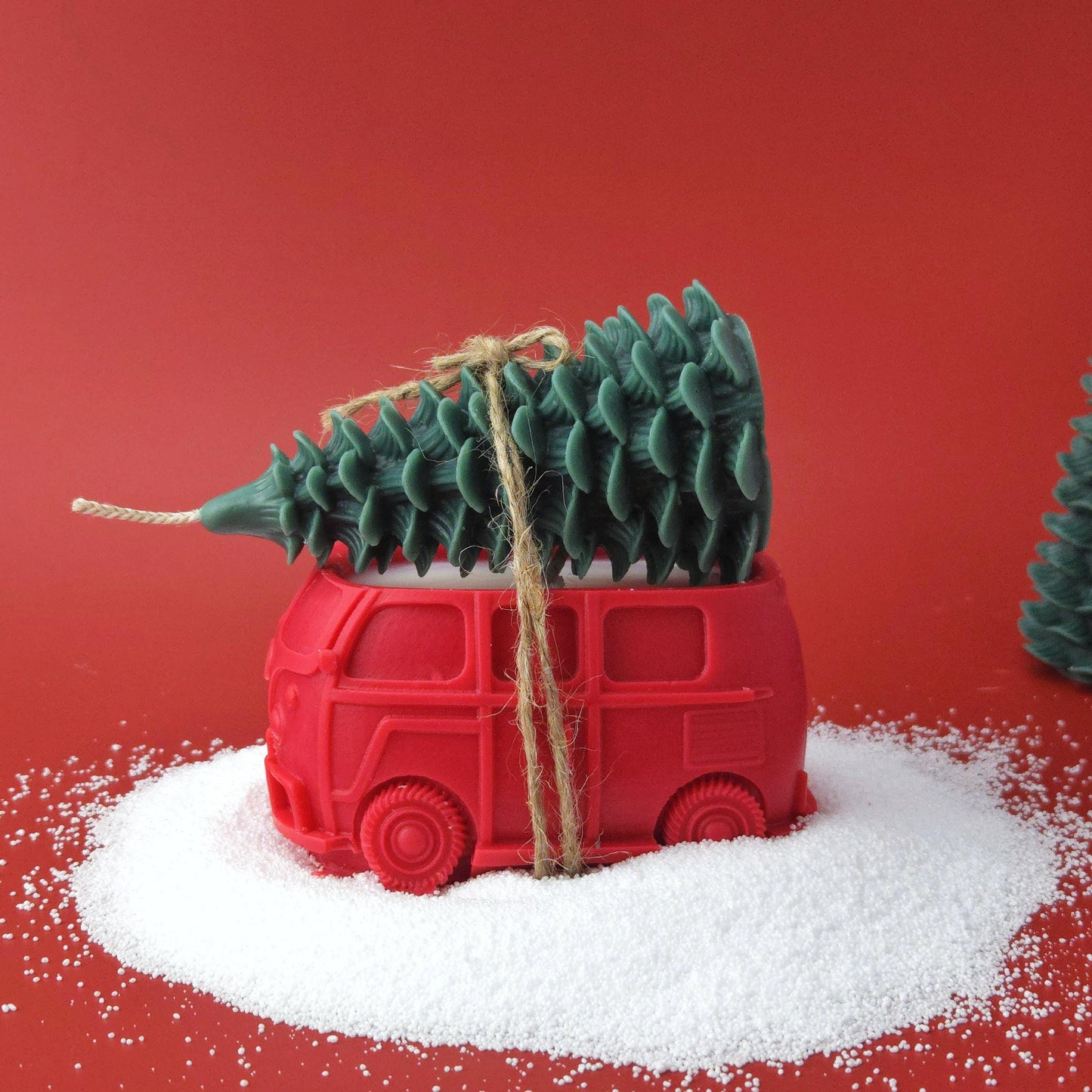 Christmas car and tree candle set, handmade soy wax holiday candle decoration, detachable festive candles.