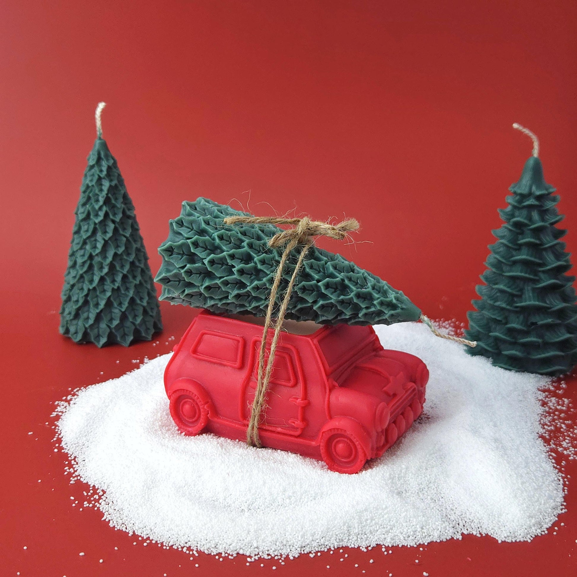 Vintage Car Christmas Tree Candle Set | Detachable Soy Wax Holiday Decor