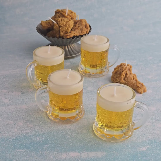Scented Beer Candle in Shot Glass｜Realistic Gel Wax Beer Mug Candle｜Reusable Glass Candle | Funny Gift for Him | Party Favor | Bar Decor