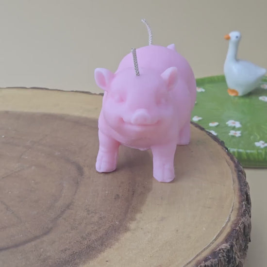Handmade Pink Pig Soy Candle: Lucky Piggy Gift