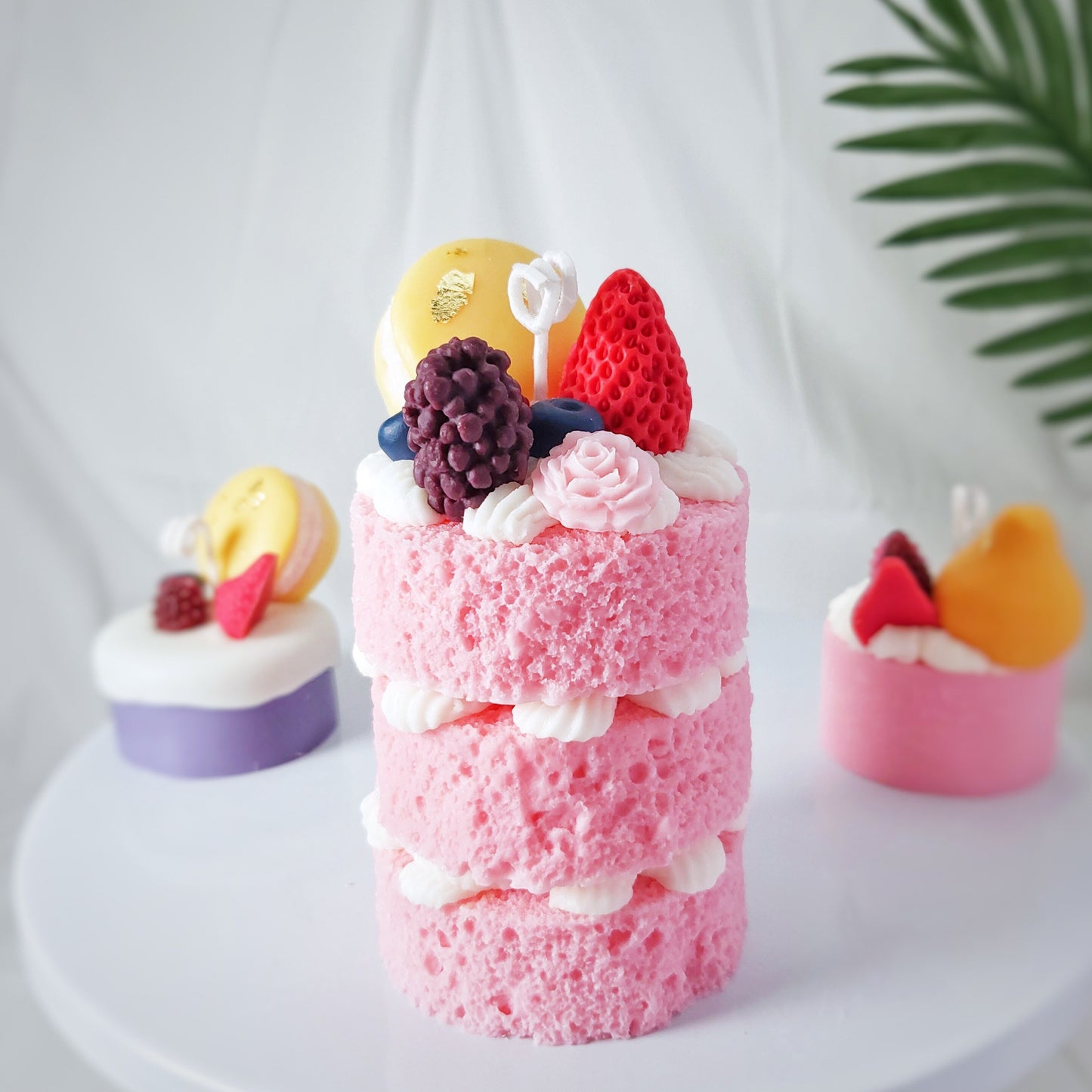 Three layers fruit cake candle ｜soy candle｜pink mother‘s day gift