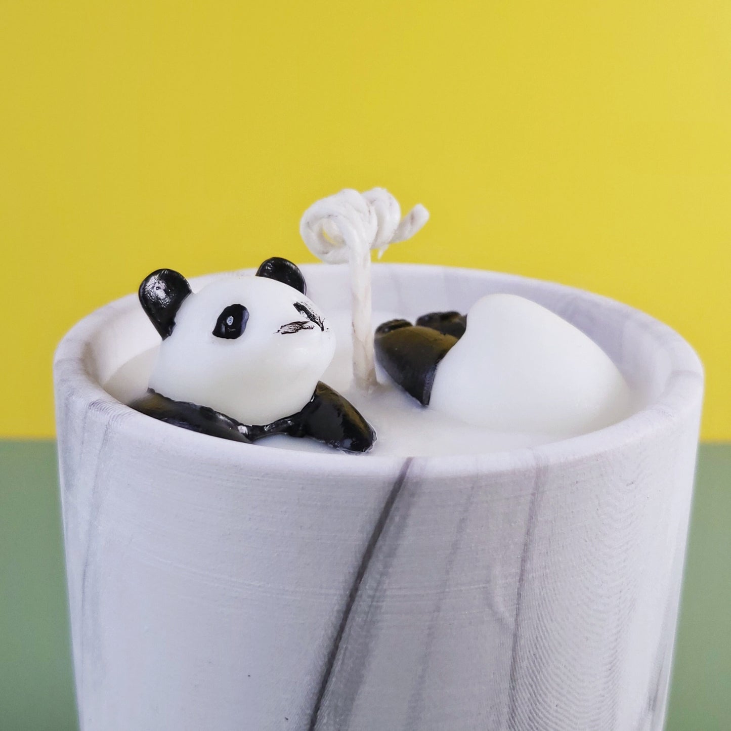 Handmade Panda Candle|marbling container candle| scented cute panda candle| minimalist candle| black and white candle| gifts forher|