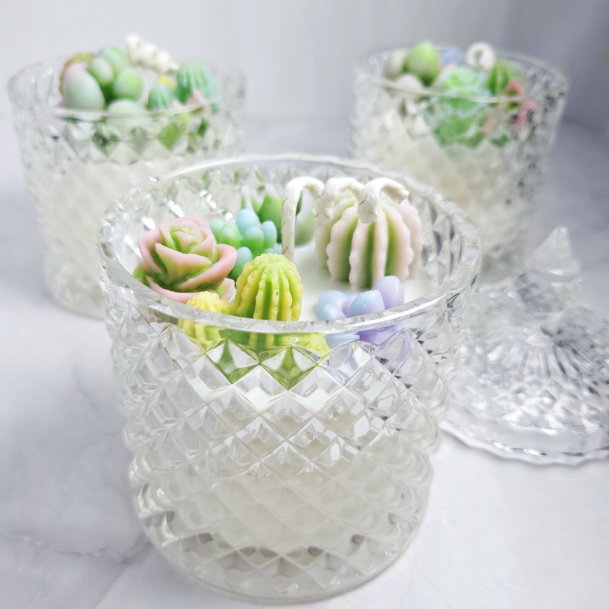 succulent jade candle Cactus Garden Crystal Jar Candle – Duckling Candle