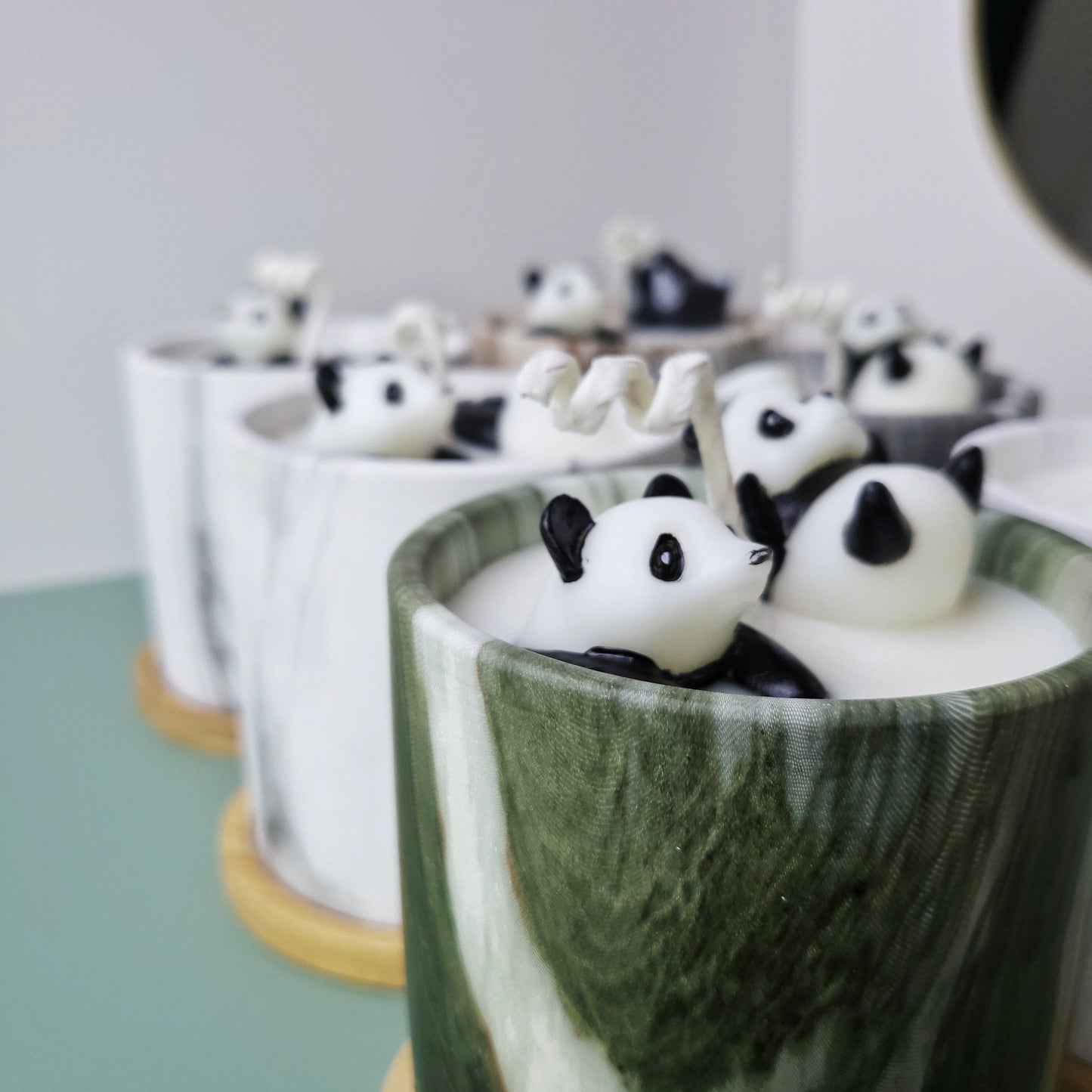 Handmade Panda Candle|marbling container candle| scented cute panda candle| minimalist candle| black and white candle| gifts forher|