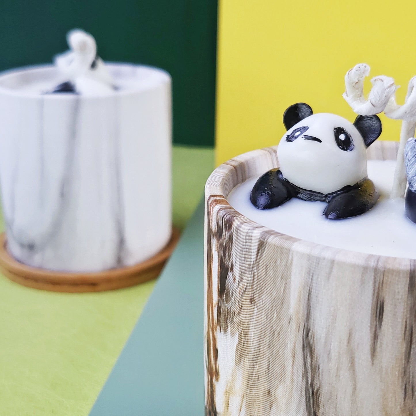 Handmade Panda Candle|marbling container candle| scented cute panda candle| minimalist candle| black and white candle| gifts forher|