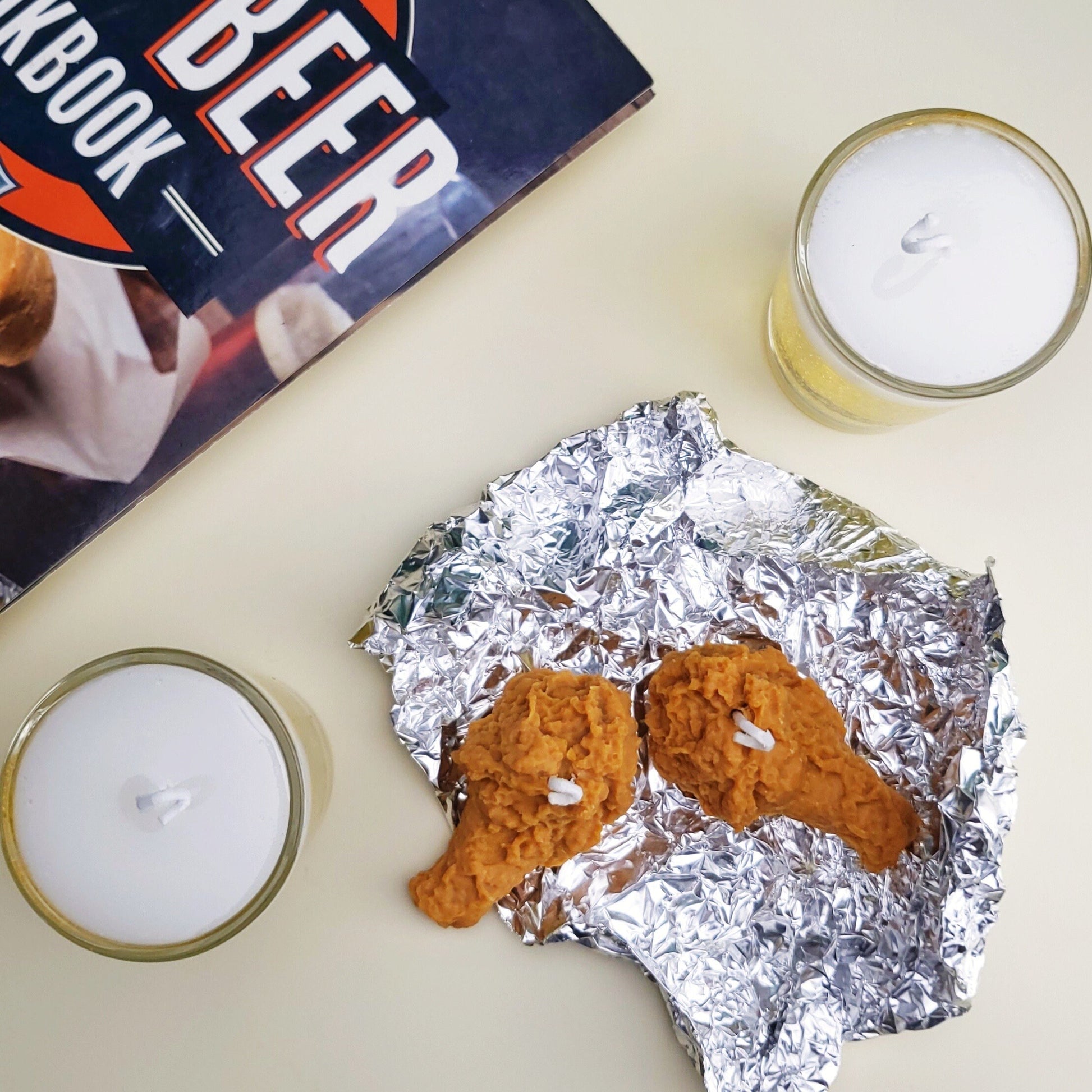 Funny Fried Chicken Shaped Soy Wax Candles - Lemon Scented Gift Set Of 4